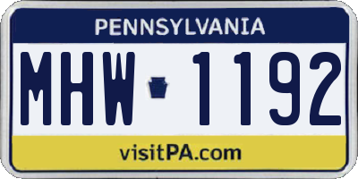 PA license plate MHW1192