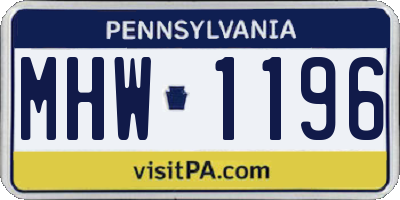PA license plate MHW1196