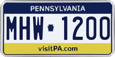 PA license plate MHW1200