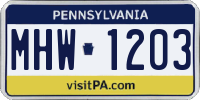 PA license plate MHW1203