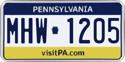 PA license plate MHW1205