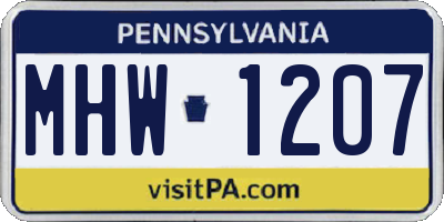 PA license plate MHW1207