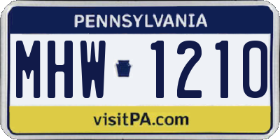 PA license plate MHW1210
