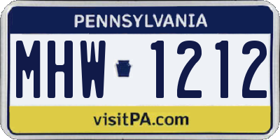 PA license plate MHW1212