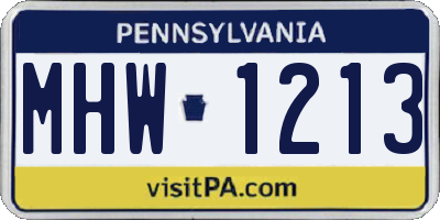 PA license plate MHW1213