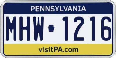 PA license plate MHW1216