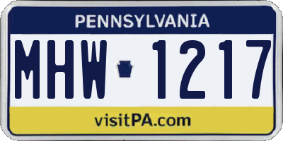 PA license plate MHW1217