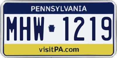 PA license plate MHW1219