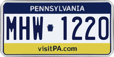 PA license plate MHW1220