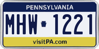 PA license plate MHW1221