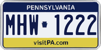 PA license plate MHW1222
