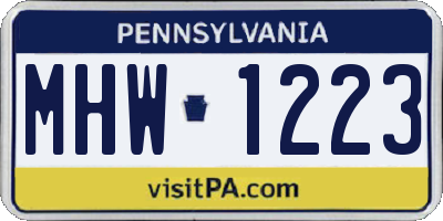PA license plate MHW1223