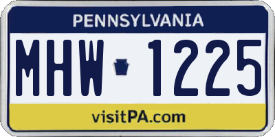 PA license plate MHW1225