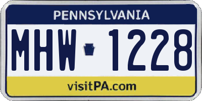 PA license plate MHW1228