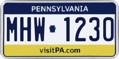 PA license plate MHW1230