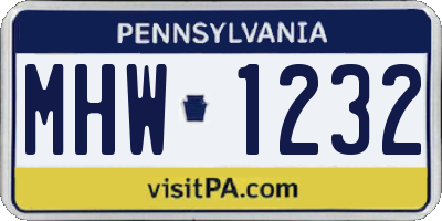 PA license plate MHW1232
