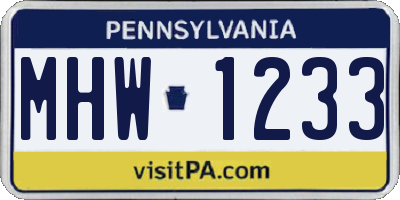 PA license plate MHW1233