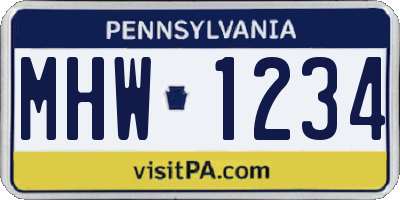 PA license plate MHW1234