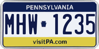 PA license plate MHW1235