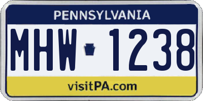 PA license plate MHW1238