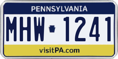 PA license plate MHW1241