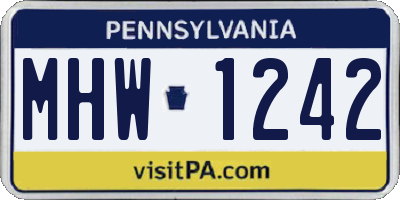 PA license plate MHW1242