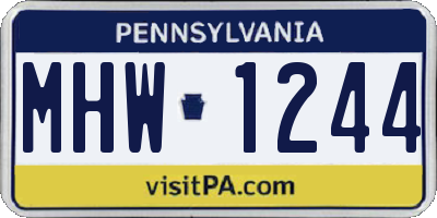 PA license plate MHW1244