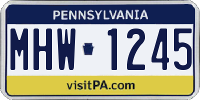 PA license plate MHW1245