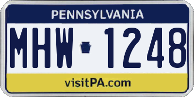 PA license plate MHW1248