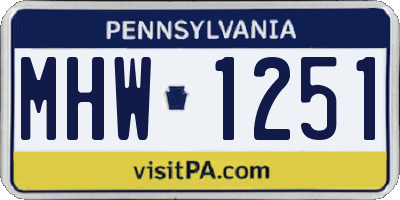 PA license plate MHW1251