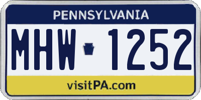 PA license plate MHW1252