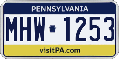 PA license plate MHW1253