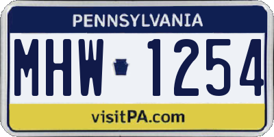 PA license plate MHW1254