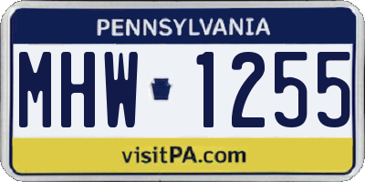 PA license plate MHW1255