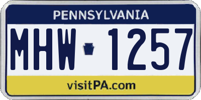 PA license plate MHW1257