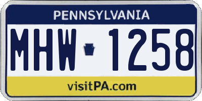 PA license plate MHW1258