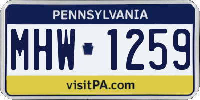 PA license plate MHW1259