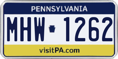 PA license plate MHW1262