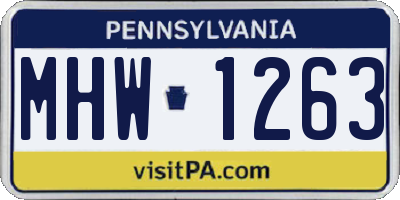 PA license plate MHW1263