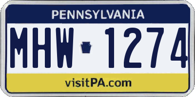 PA license plate MHW1274