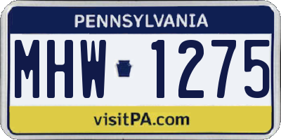 PA license plate MHW1275