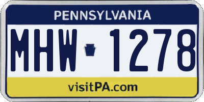 PA license plate MHW1278