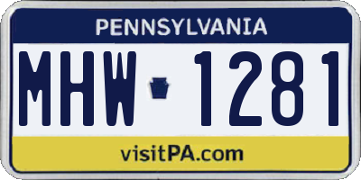PA license plate MHW1281