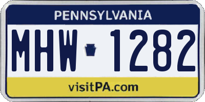 PA license plate MHW1282