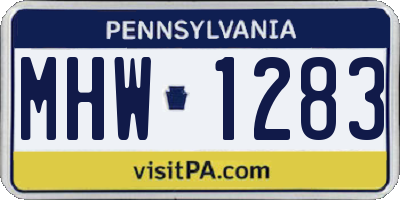 PA license plate MHW1283