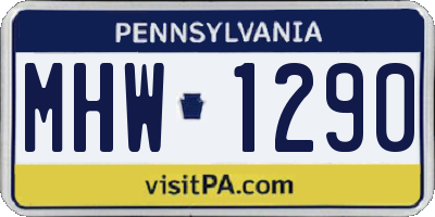 PA license plate MHW1290