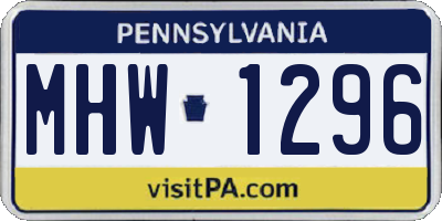 PA license plate MHW1296
