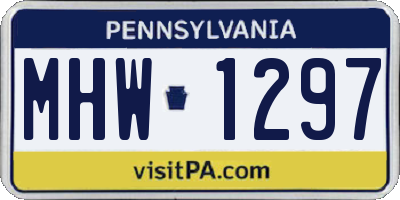 PA license plate MHW1297