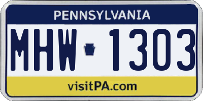 PA license plate MHW1303