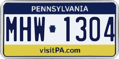 PA license plate MHW1304